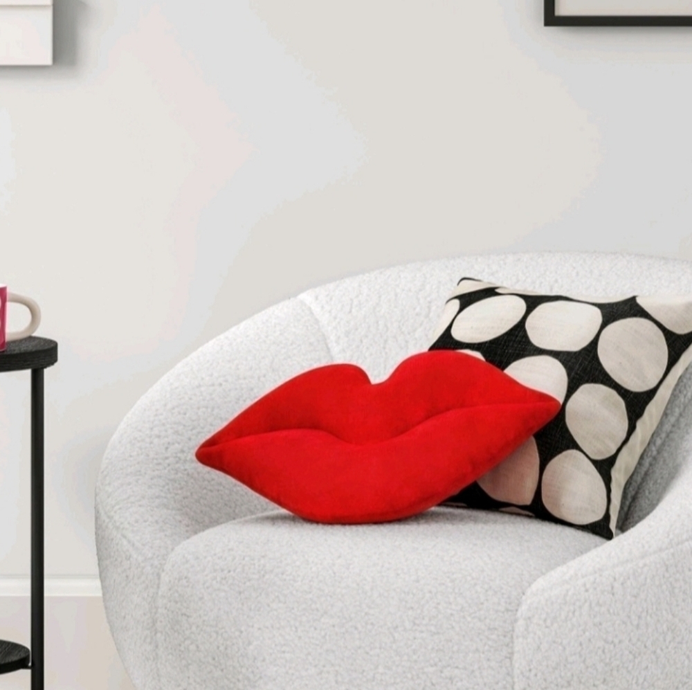 New Target Lips Forever Throw Pillow, Velvet Novelty Shape Valentine's Christmas